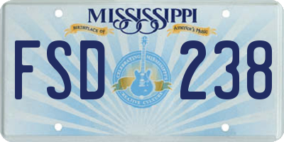 MS license plate FSD238