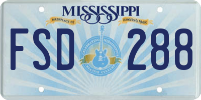 MS license plate FSD288