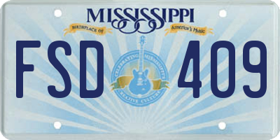 MS license plate FSD409