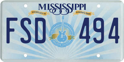 MS license plate FSD494