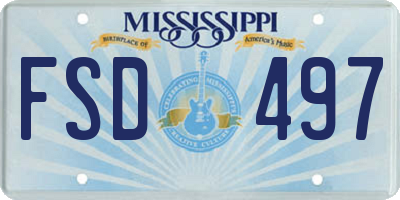 MS license plate FSD497