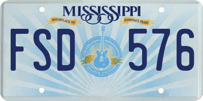 MS license plate FSD576