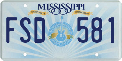 MS license plate FSD581