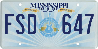 MS license plate FSD647