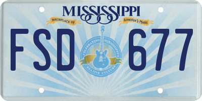 MS license plate FSD677