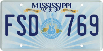MS license plate FSD769