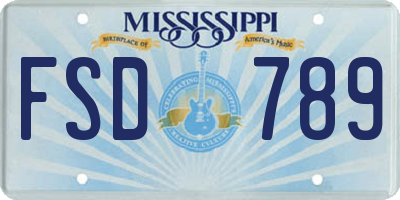 MS license plate FSD789