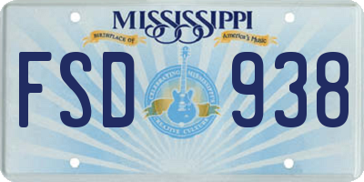 MS license plate FSD938