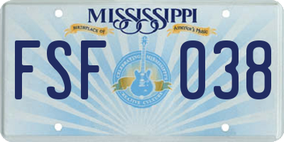 MS license plate FSF038
