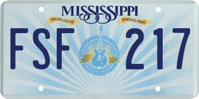 MS license plate FSF217