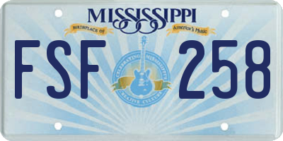 MS license plate FSF258
