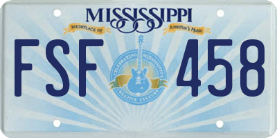 MS license plate FSF458