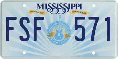 MS license plate FSF571