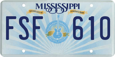MS license plate FSF610