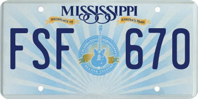 MS license plate FSF670