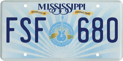 MS license plate FSF680