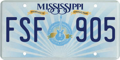 MS license plate FSF905