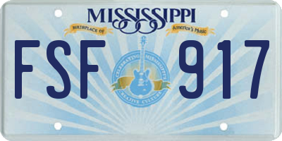 MS license plate FSF917