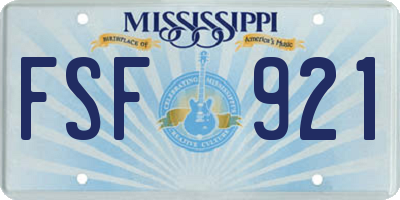 MS license plate FSF921