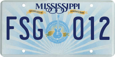 MS license plate FSG012