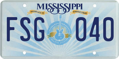 MS license plate FSG040