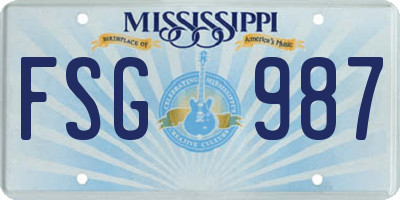 MS license plate FSG987