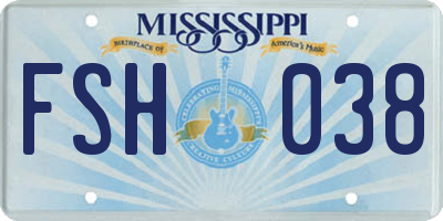 MS license plate FSH038