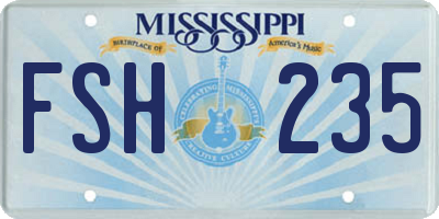 MS license plate FSH235