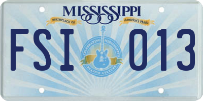 MS license plate FSI013