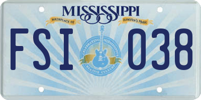 MS license plate FSI038