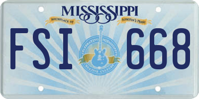 MS license plate FSI668