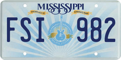 MS license plate FSI982