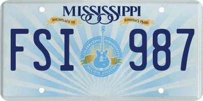 MS license plate FSI987
