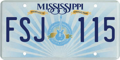 MS license plate FSJ115