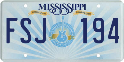 MS license plate FSJ194