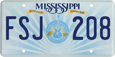 MS license plate FSJ208
