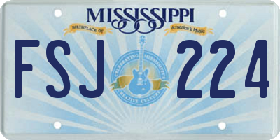MS license plate FSJ224