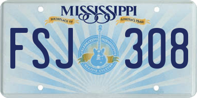 MS license plate FSJ308