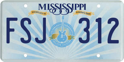 MS license plate FSJ312