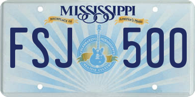 MS license plate FSJ500