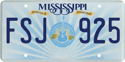 MS license plate FSJ925