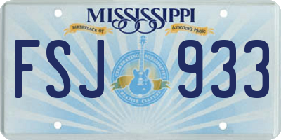 MS license plate FSJ933