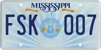 MS license plate FSK007
