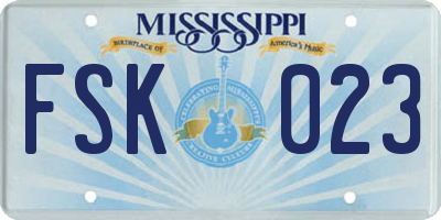 MS license plate FSK023