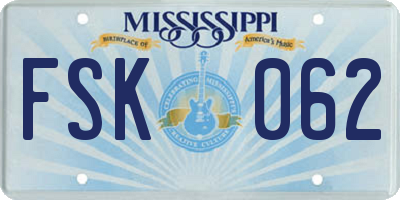 MS license plate FSK062