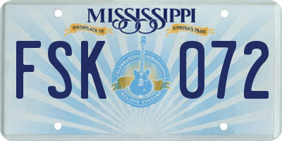 MS license plate FSK072