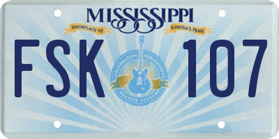 MS license plate FSK107