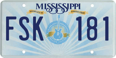 MS license plate FSK181