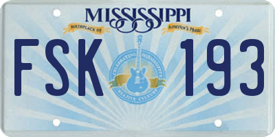 MS license plate FSK193