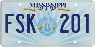 MS license plate FSK201